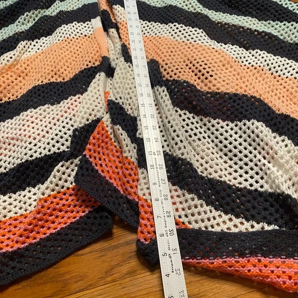 Anthropologie Open Knit Chevron Stripe Cocoon Wrap Vest One Size - Picture 5 of 8